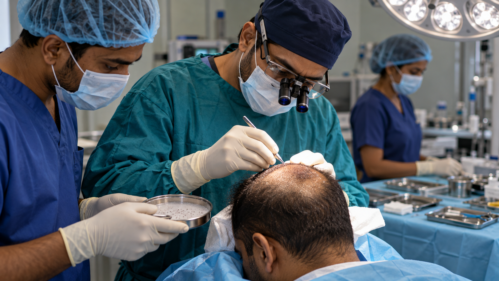FUE hair transplant surgical operating theatre training